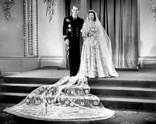 1950s vintage photo of Queen Elizabeth  II Royal Wedding to Prince Philip