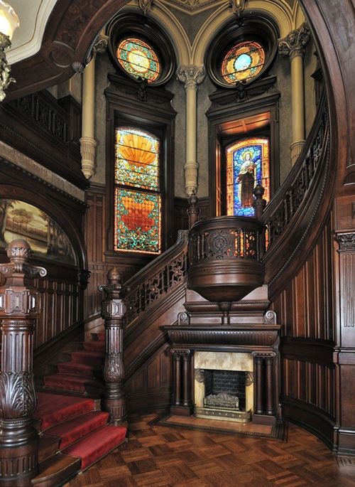 The Grand Staircase of the Bishop Palace in Galveston Texas