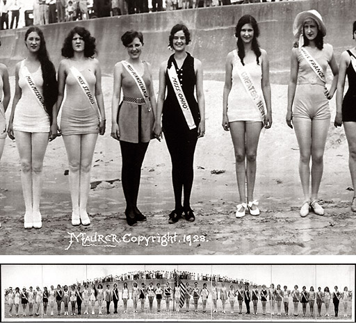 1920s Vintage Photo of beauty pageant ladies in 1920s swimsuits, June 1928-Third International Pageant of Pulchritude held at the hotel.