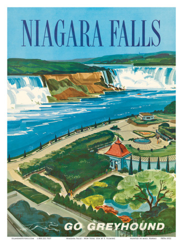 Vintage Niagara Falls Travel Poster for taking the greyhound bus there. 