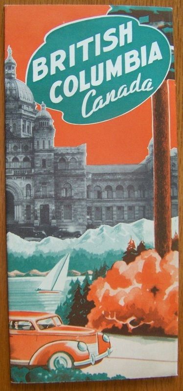 vintage british columbia map cover-1930s vintage advertising