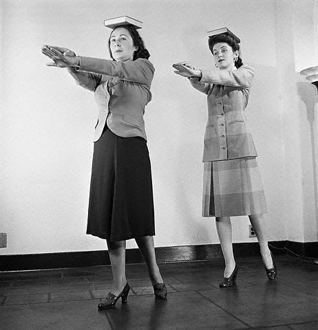 1940's photo of a posture class from Miss Cook's School of Manners