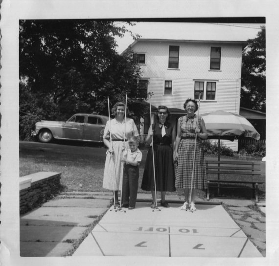 1950s vintage photo people playing shuffleboard