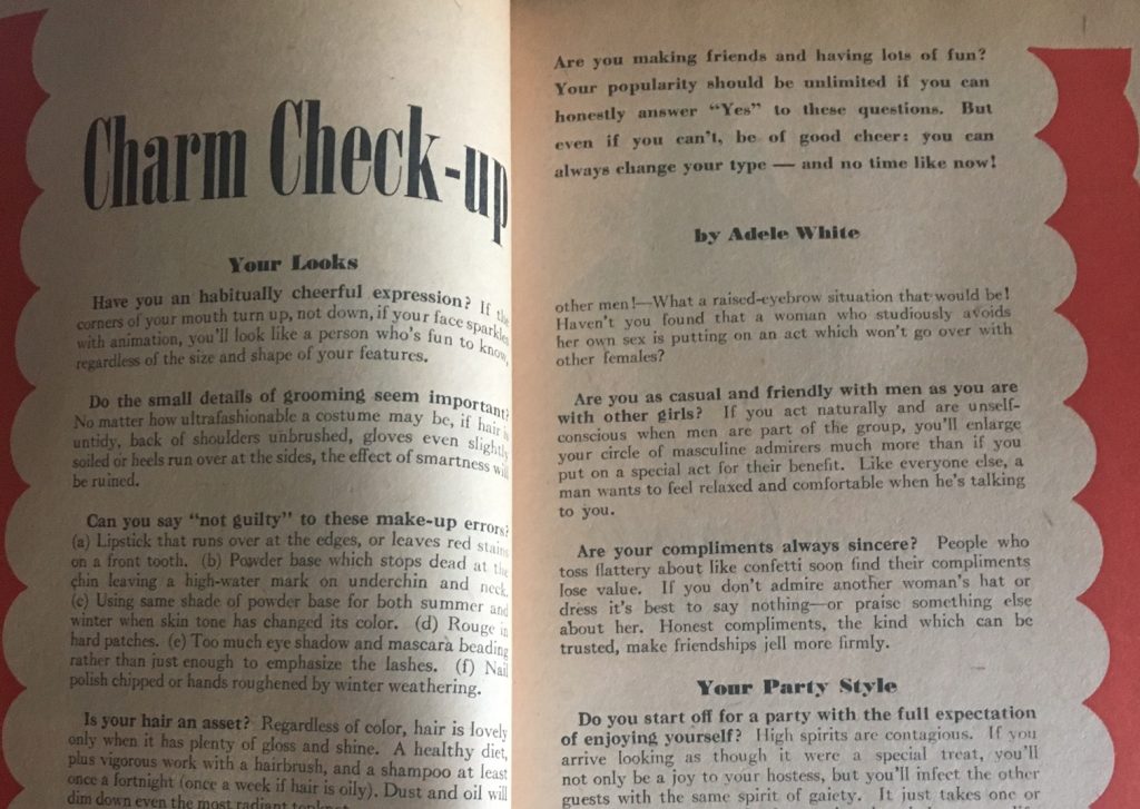 1940's charm school tips from a 1940s vintage Magazine - Chatelaine.