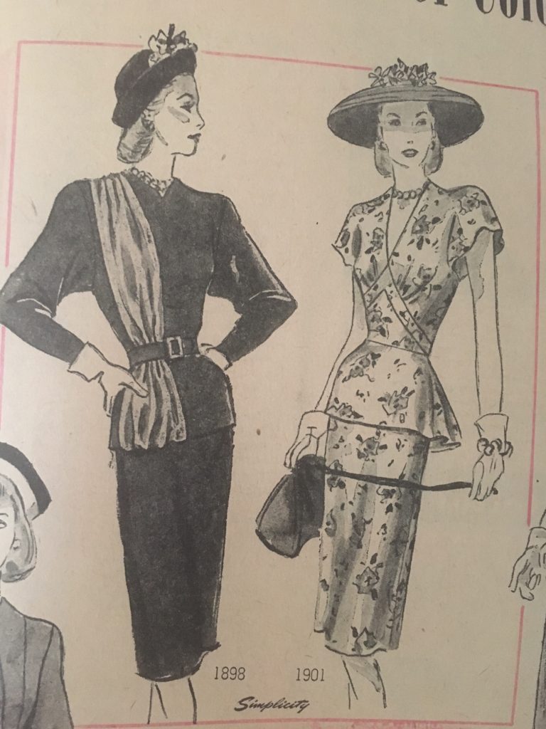 1947 Vintage women's fashion vintage illustration as seen on a vintage sewing pattern. 