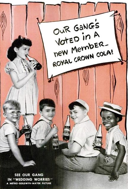 1940s vintage ad for Royal Crown Cola featuring the Little Rascals. 