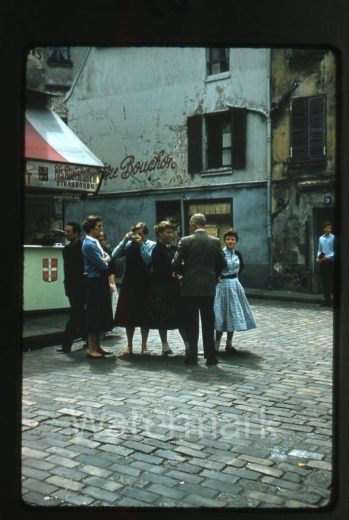 1950s vacation photo of people in Europe vintage image Kodachrome