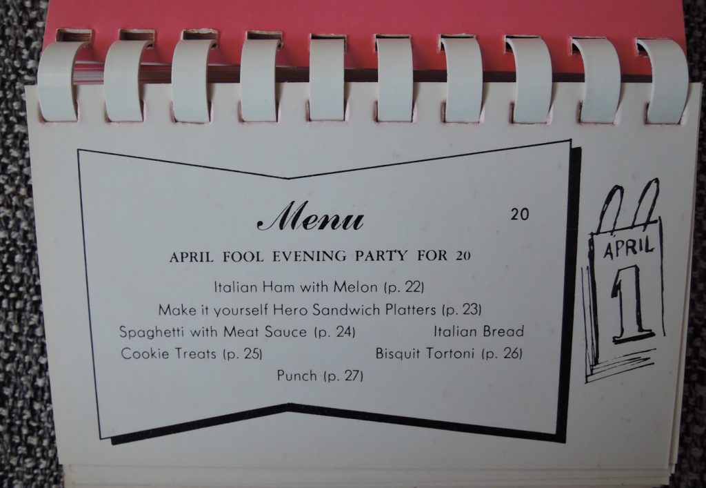 Vintage Themed Party Food Ideas for an April Fools Party from "Dig that Dish" a Vintage Cookbook from the 1960's.