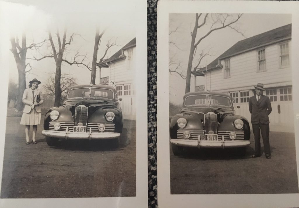 1940's vintage image of a couple with their car. Fantastic 1940s fashion inspiration for men and women.