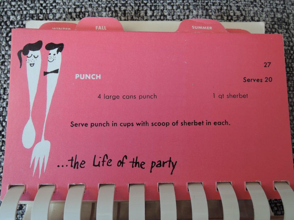 Vintage Themed Party Punch idea for a  Record Party from "Dig that Dish" a Vintage Cookbook from the 1960's.