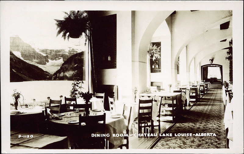 vintage image of the dining room of the chateau lake louise