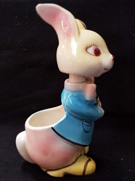 1930s bobble head bunny planter vintage-Vintage Easter decor