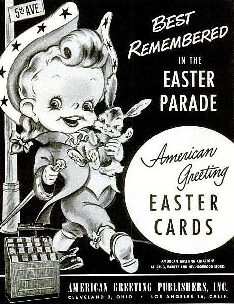 American Greeting Cards Ad 1949 (Easter). 1940s Vintage Ad for Easter.