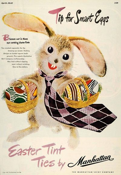 Easter Tint Ties by Manhattan - 1947 advertisement. 1940s Vintage Easter Ad.