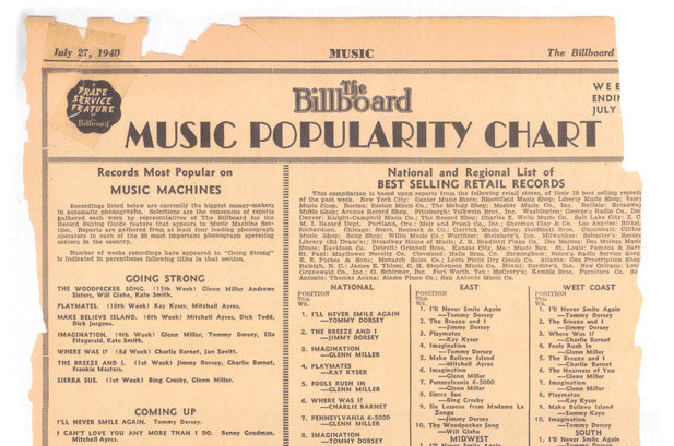 First billboard Chart 1940