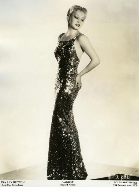 1930s Vintage Photo of All feamle swing band leader Ina Ray Hutton in a 1930s sequined evening gown. 