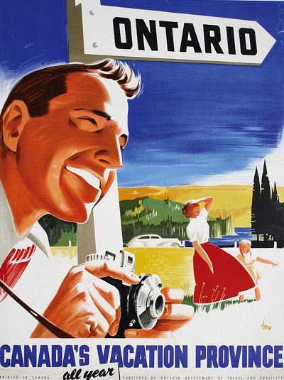 Ontario 1950s travel poster vintage