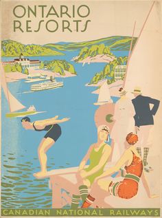 Ontario Canada Resorts 1920s vintage poster