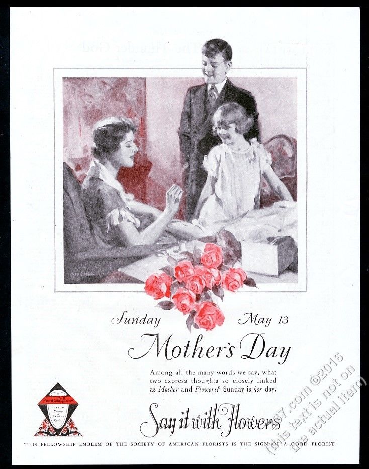 1920s Vintage Ad: 1928 Mother's Day theme Say It With Flowers florist vintage print ad - Vintage Mothers Day Ad. 