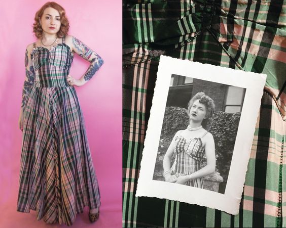 1940s vintage evening gown with vintage image of owner -1940s Fashion