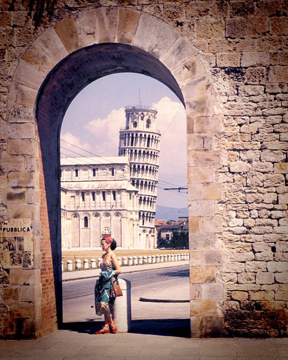 1951 Vintage Italy Image of Leaning Tower of Pisa -1950s vintage image