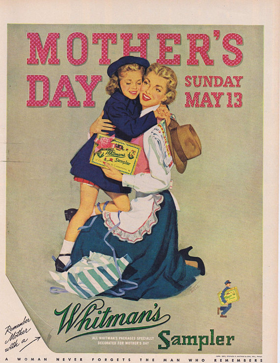 1950s Vintage Ad: 1951 Whitman’s Candy Sampler Mother’s Day Original Vintage Advertisement - Vintage Mothers Day Ad. 