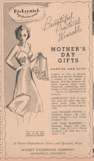 1940s Vintage Ad: Original 1941 Kickernick Ad, Matted Ad for Mother's Day, underwear ad -Vintage Mothers Day Ad. 