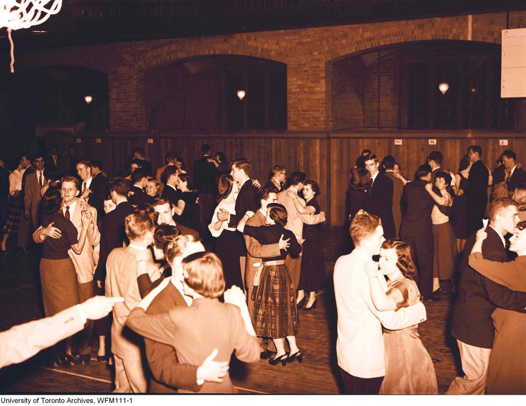 1950s vintage photo of a School Dance at University of Toronto Vintage Image from 1952-The Athletes Night Big Dance at University of Toronto