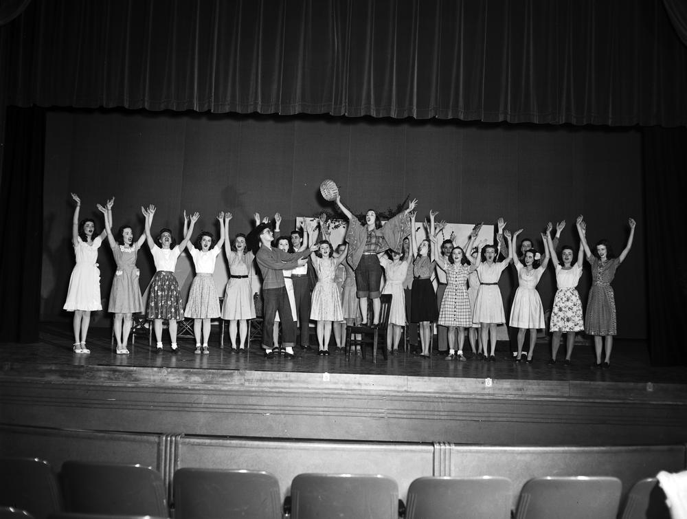 1940s vintage photo of student life: Jordan River Revue, "Peas and Beans" ," The Jordan River Revue was a musical variety show written, produced, directed and acted in by Indiana University Students 