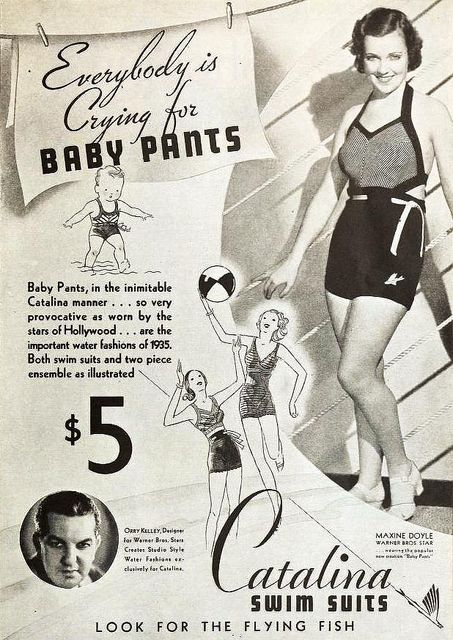 1930s vintage Catalina Swimsuit Ad featuring a 1930s swimsuit. 