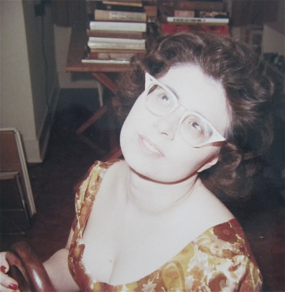 1950s Snapshot Photo of Dreamy Eyed Woman in glasses