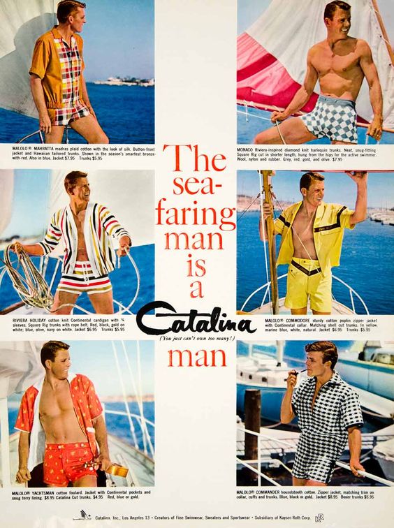 1960s mens Catalina swimsuit vintage ad