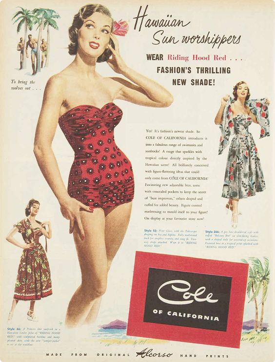 cole of california 1950s vintage swimsuit ad hawaii