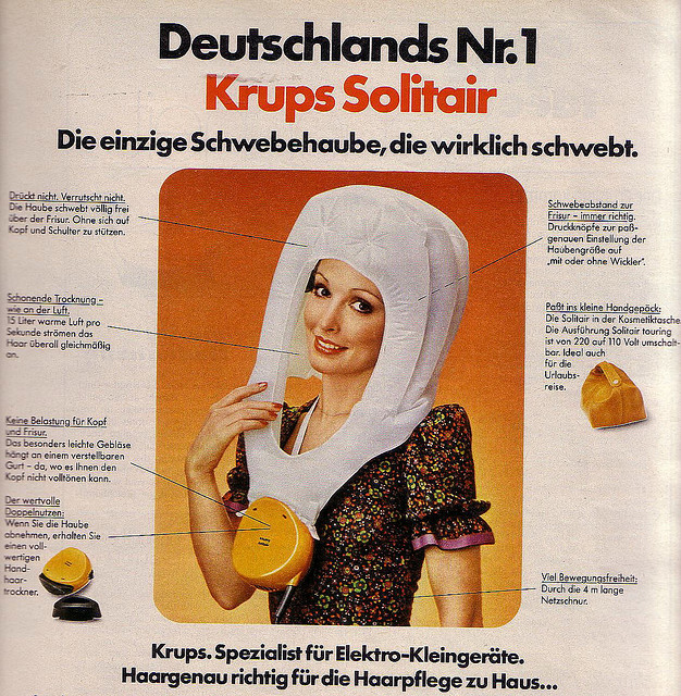 vintage hair dryer german advertisement from the 1970s