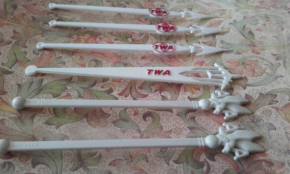 1950s TWA Airlines Cocktail Swizzle Sticks