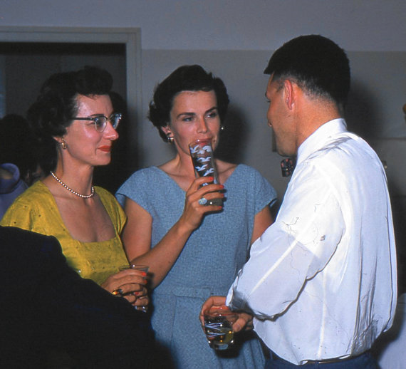 1950s cocktail party kodachrome slide vintage photo