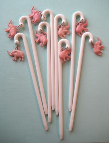 vintage pink elephant cocktail stirrers