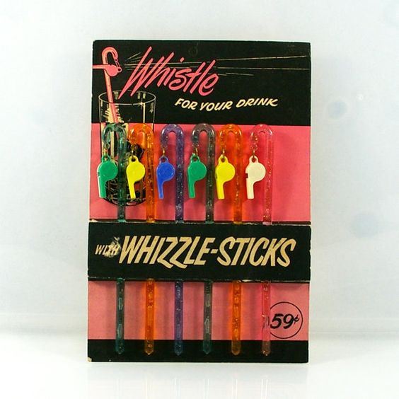 whistle cocktail swizzle sticks vintage