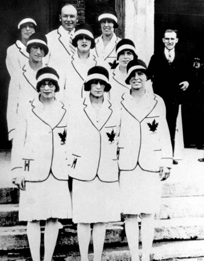 1920s vintage photo of the Canada's women's team at the 1928 Amsterdam Olympics.