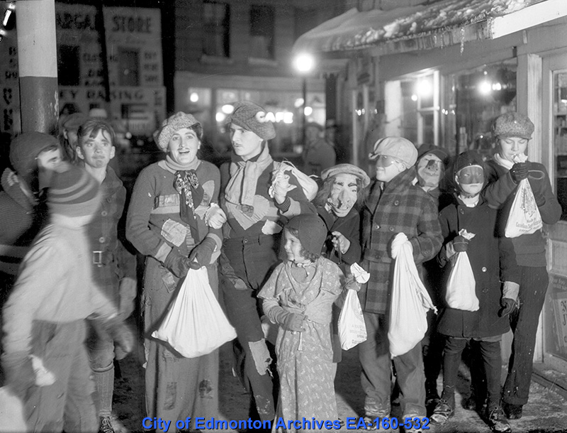 1935 kids trick or treating vintage photo from the 1930s. 