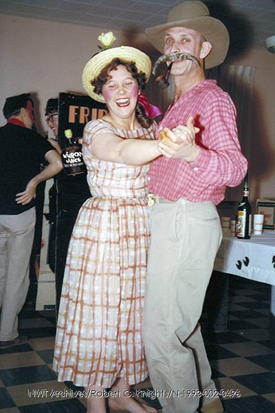 1961 vintage halloween photo of country and western costumes