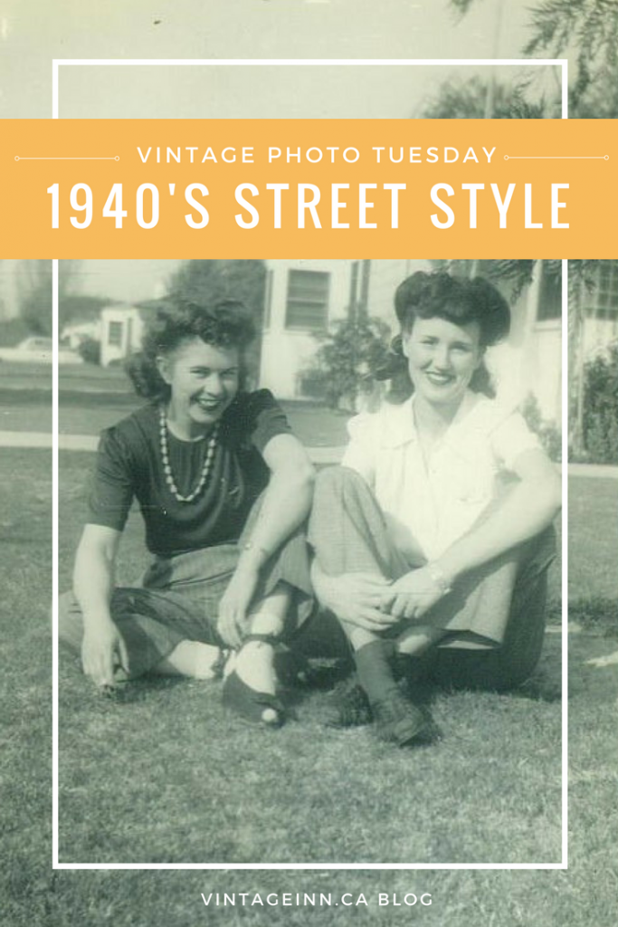 1940s Street Style 2 women victory rolls-Vintage Photo Tuesday