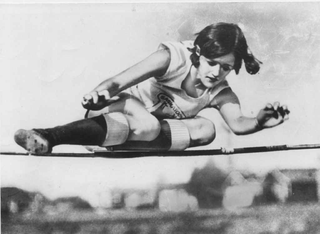 1920s vintage photo of Canadian Olympic Gold Medal Winner in High Jump, Ethel Catherwood in the 1928 Olympics. 