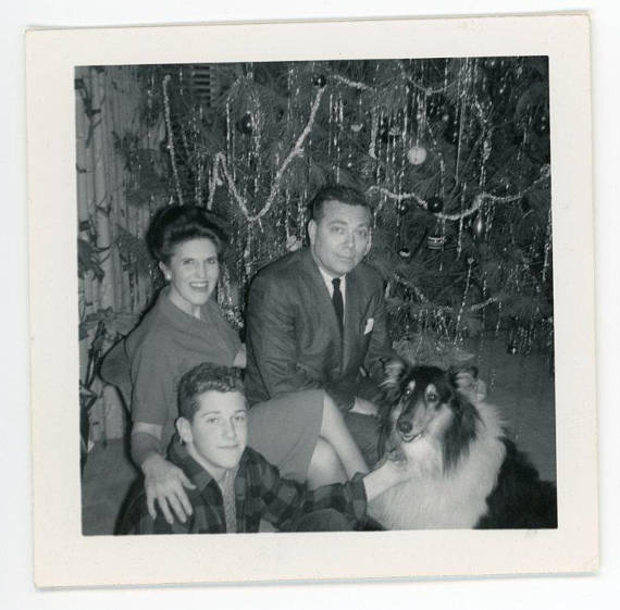 Family Portrait by the Christmas Tree - 1950s Vintage Photo 