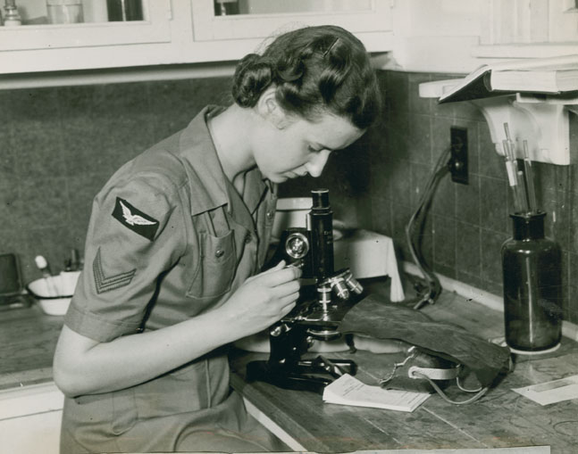 1940s Vintage Photo of Corporal Daisy Nunn working in the hospital of the RCAF Station Dartmouth