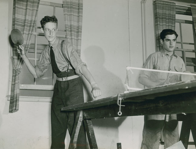 1940s Vintage Photo of servicemen plaing Ping pong game at RCAF Station Dartmouth, Nova Scotia.