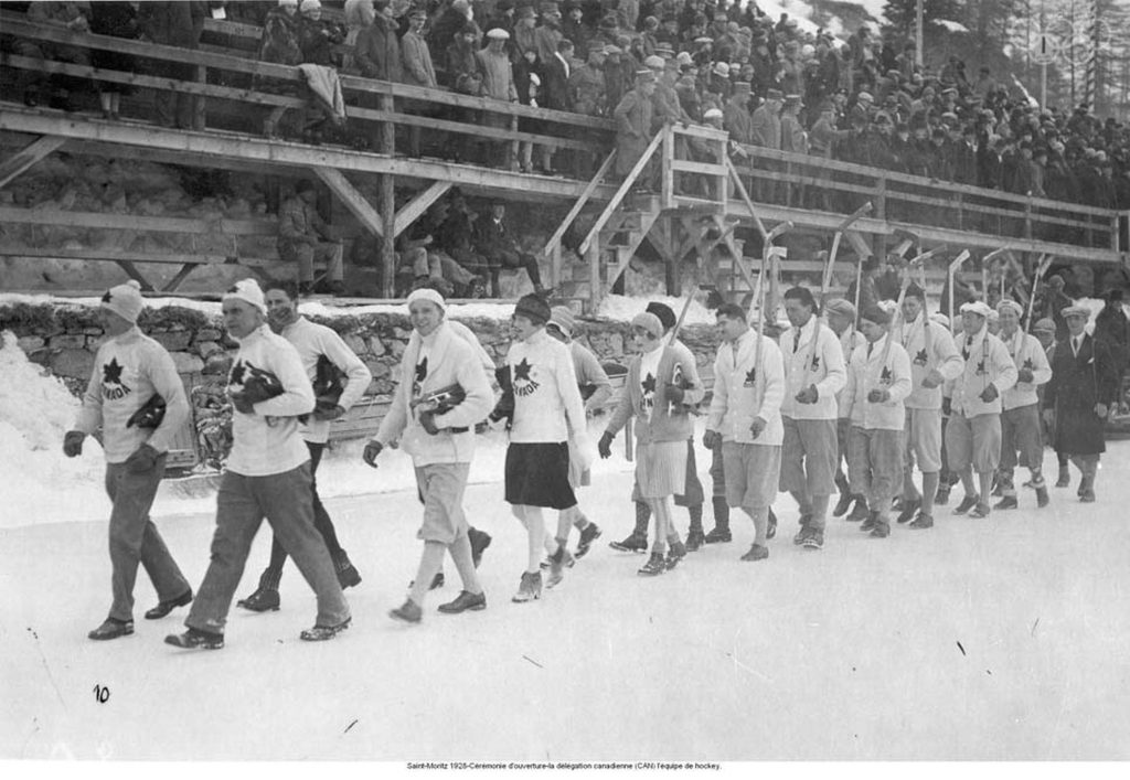 1920s Vintage Photo: Saint-Moritz 1928-Olympic Opening ceremony-the Canadian delegation