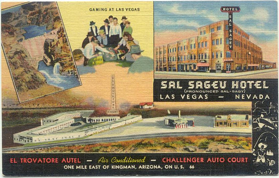 Sal Sagev now Golden Gate Hotel Fremont St Downtown LAS VEGAS NV Vintage Linen Postcard