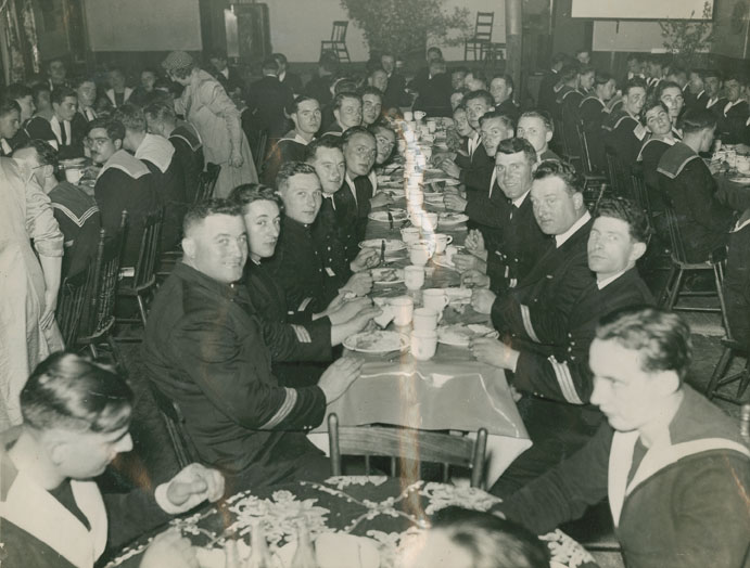 1940s vintage photo of the North End Services Canteen in Nova Scotia during WW2. 