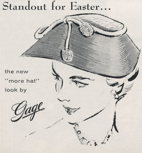 1950s vintage ad for women's Easter Hats